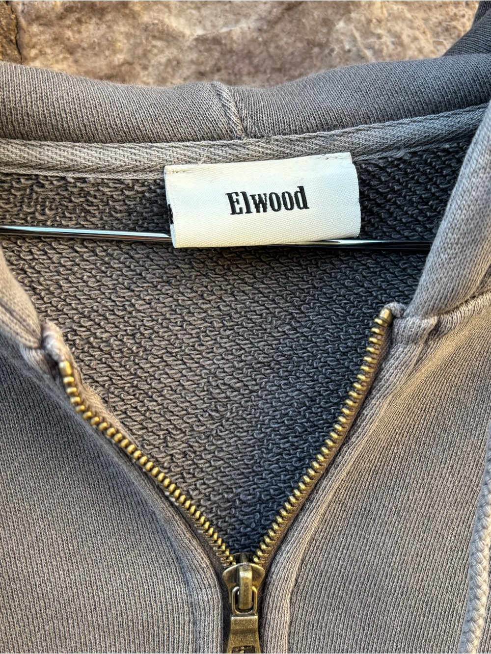 Elwood Core Oversize Terry Full Zip Hoodie Mens Size XXL Organic Cotton Gray - Picture 4 of 7